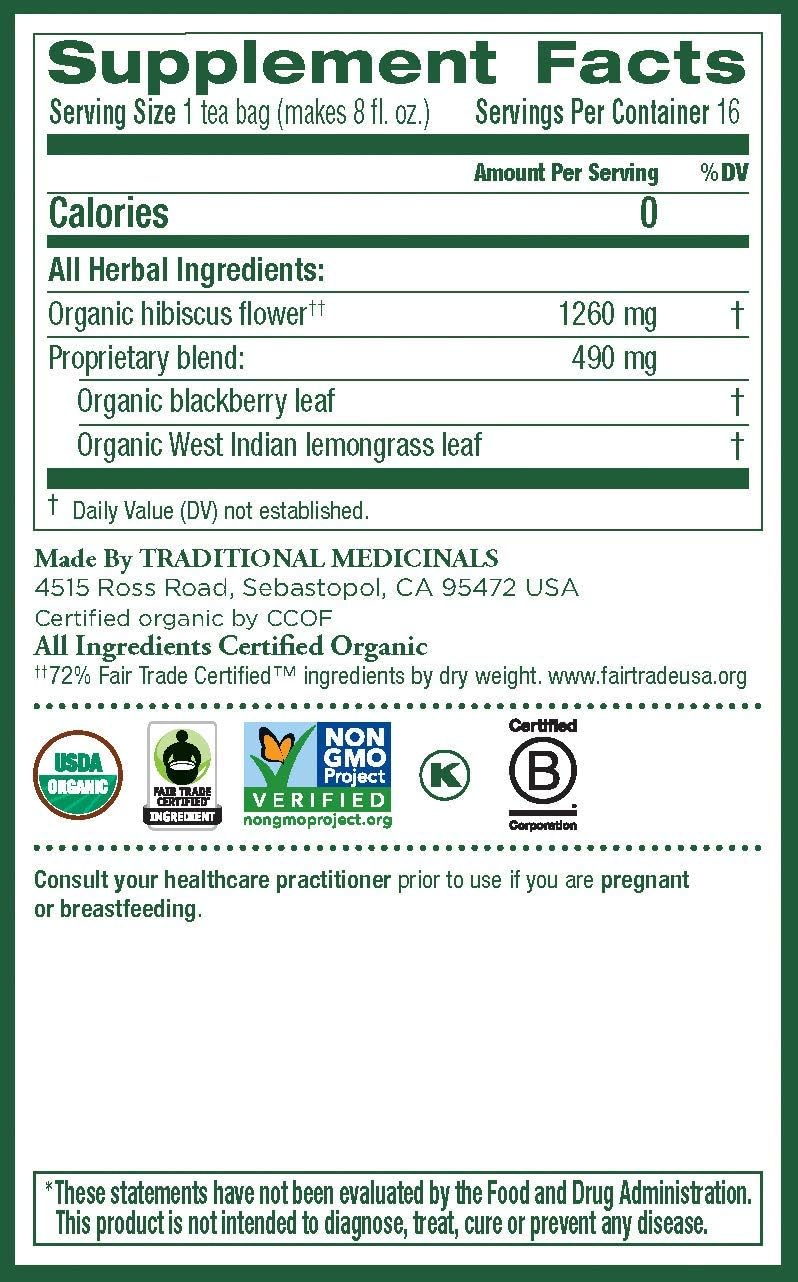 Herb Tea, 100% Organic, Hibiscus, 16 Bag (Pack of 6) (Value Bulk Multi-Pack)