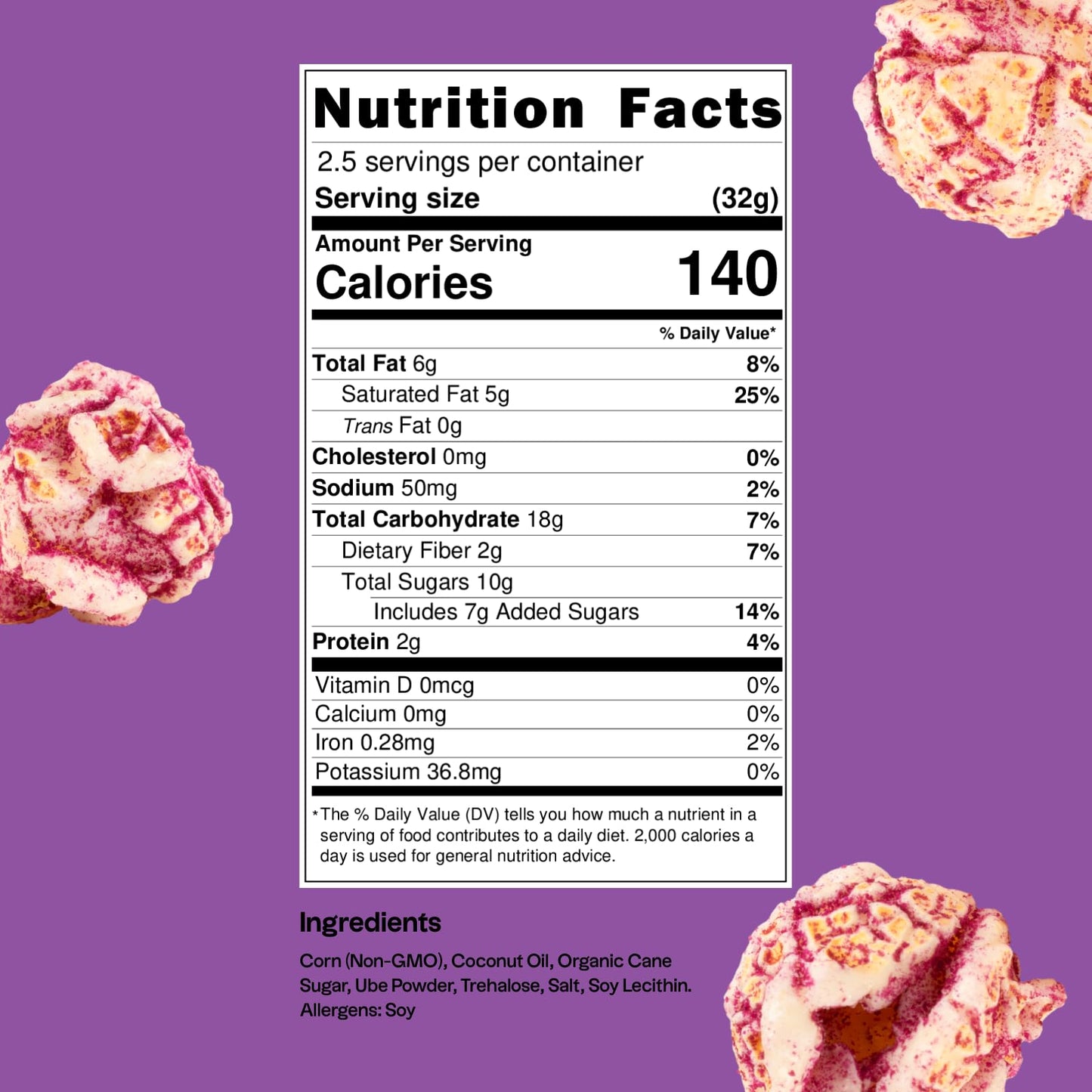 Tochi Gourmet Popcorn Snacks - Ube Flavor - Using Large Popcorn Kernels, Popcorn balls (2.82 Ounce (Pack of 1)