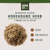 Horehound Cut & Sifted, by Herb Co, Marrubium Vulgare, White Horehound, from Albania, Kosher, for Tea, Tinics, Syrups, Lozenges, Seasoning