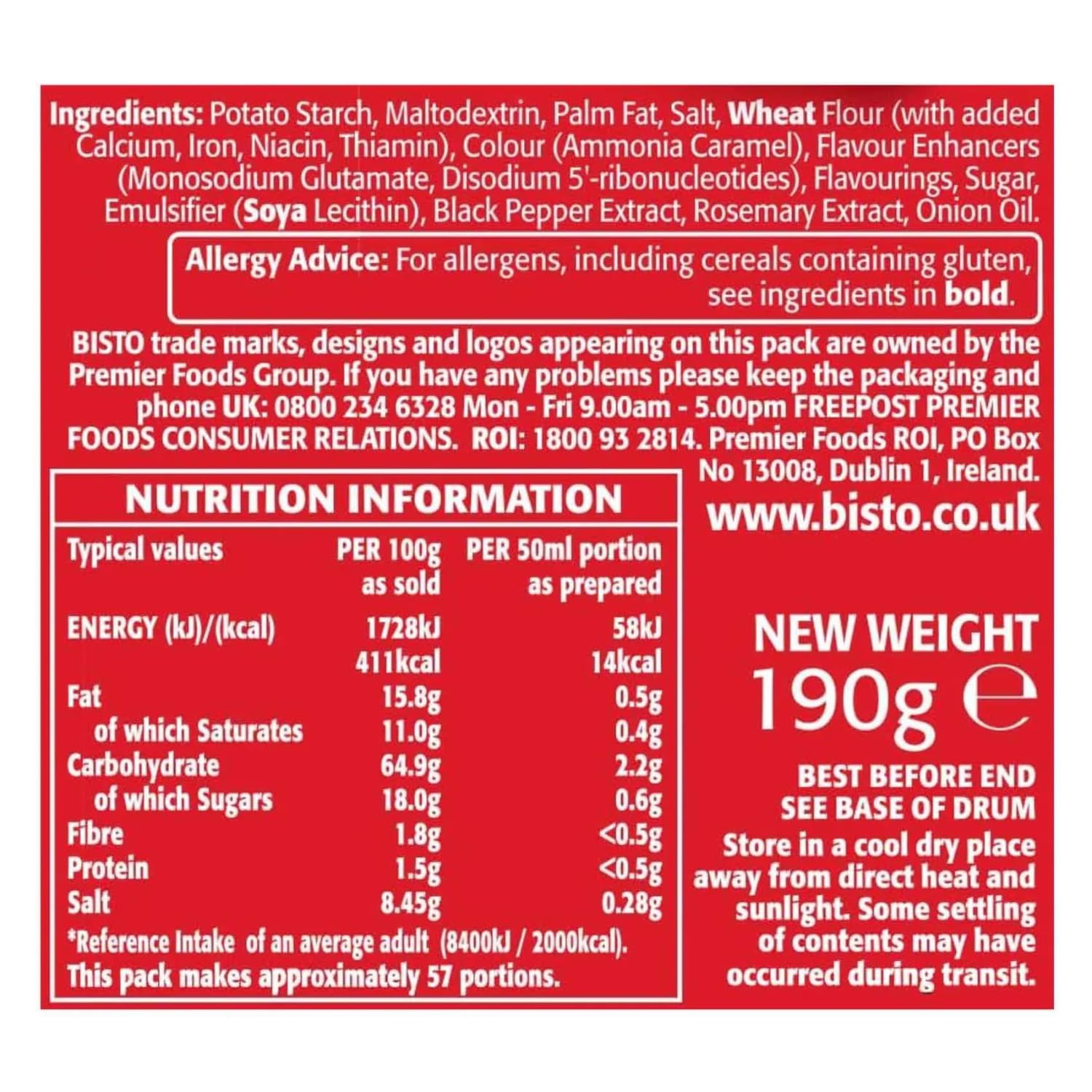 Bisto Reduced Sodium Gravy Granules 5.9 Ounce Canister (Pack of 2)