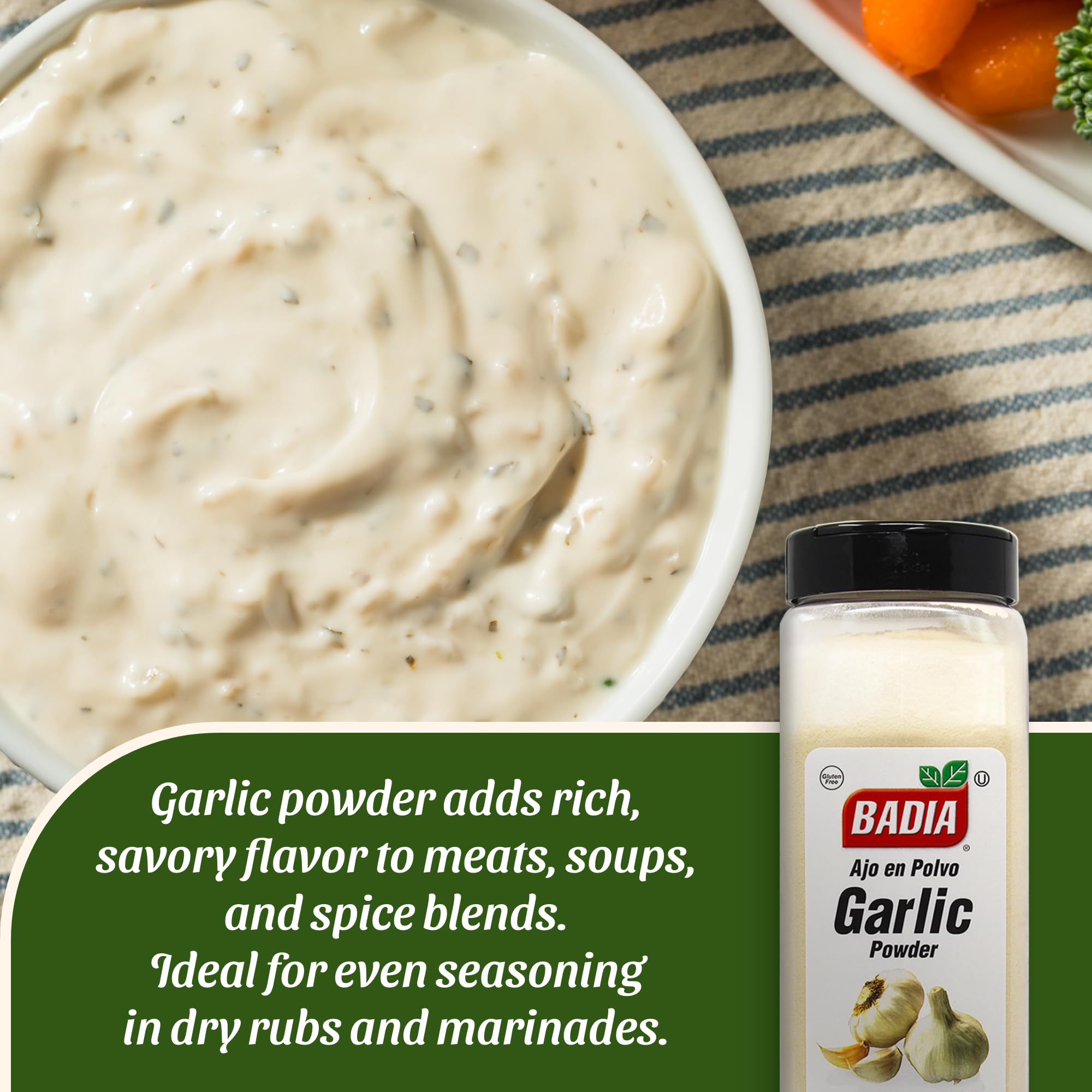 Badia Garlic Powder, 16 oz - Premium Garlic Powder for Cooking, Seasoning & Spice Blends, Freshly Ground and Flavorful