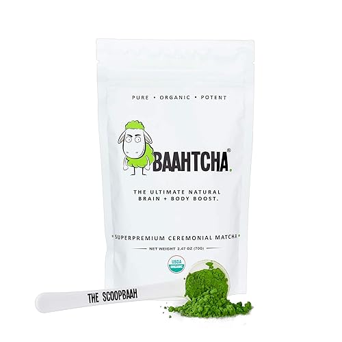 Baahtcha - USDA Organic Matcha Green Tea Powder - Premium Ceremonial Grade - Value Size Lowest Price - Natural Caffeine Energy Drink Mix, Antioxidant