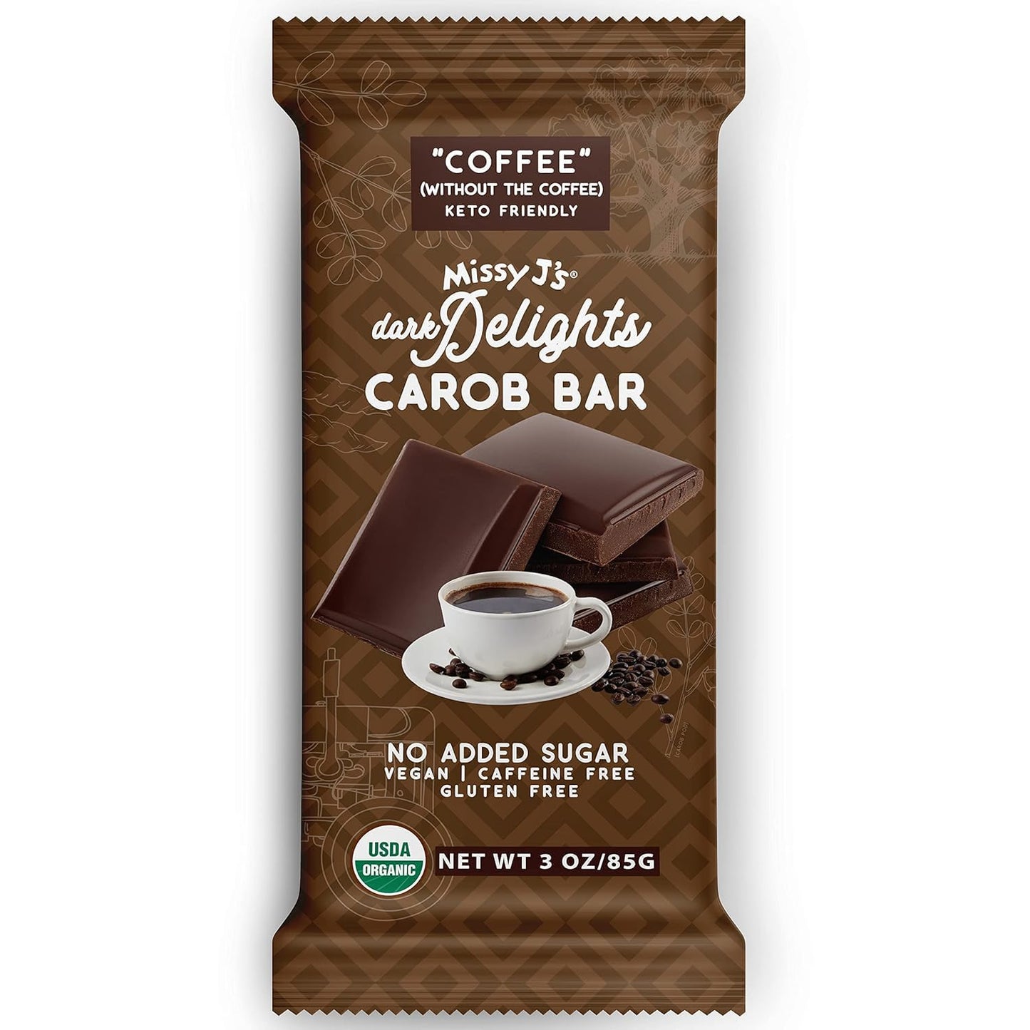 Missy J's Organic Carob Dark Delights Unsweetened Sampler Candy Bar 3 Pack, Vegan, Gluten and Caffeine Free Healthy Substitute for Chocolate, Perfect