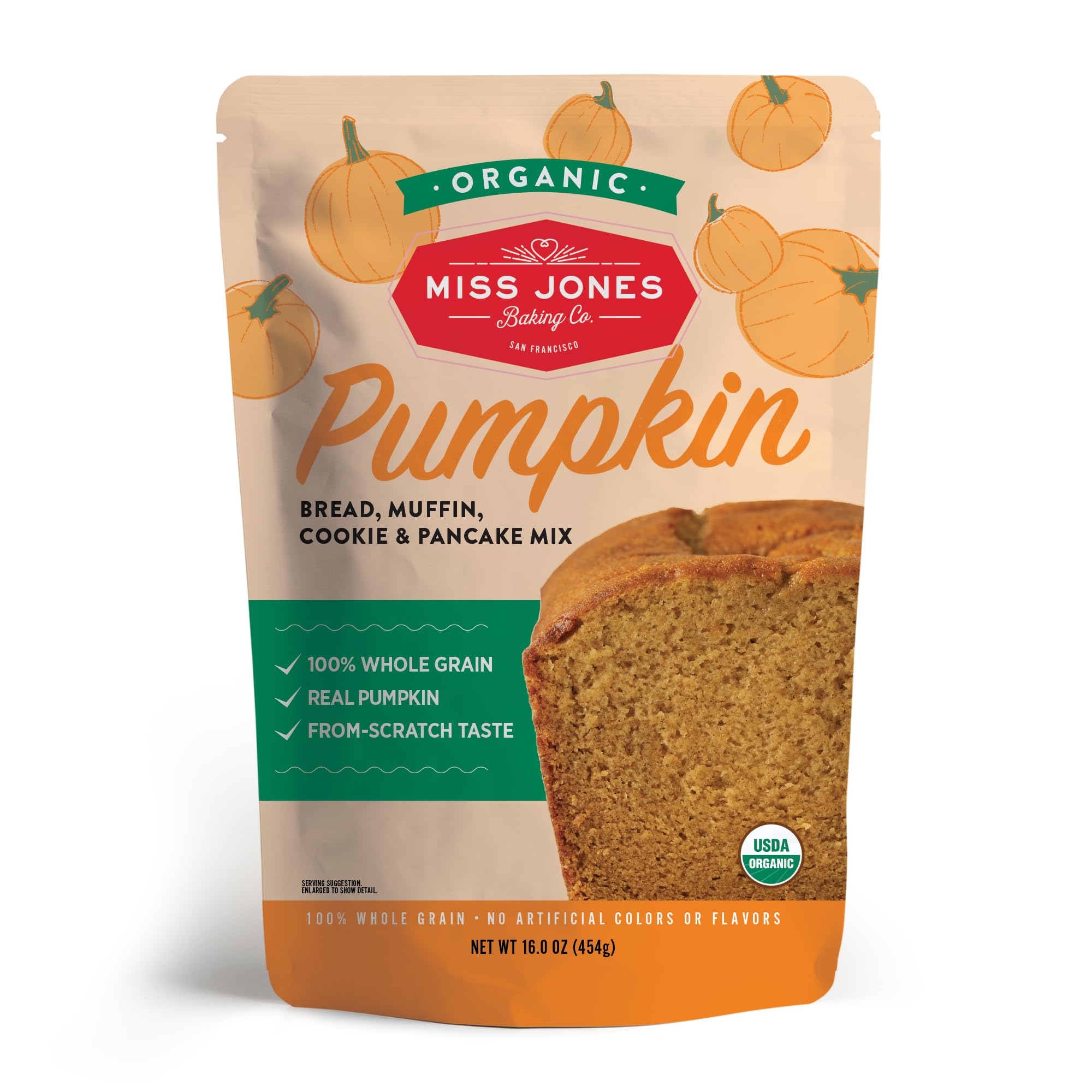 Miss Jones Baking Co Organic Pumpkin Bread Muffin Cookie & Pancake Mix, 16 OZ