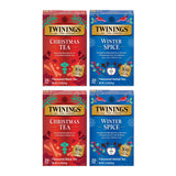 Twinings Holiday Variety Pack Tea Bags, Christmas Tea and Winter Spice, 20 Count (Pack of 4), Enjoy Hot or Iced, 80 Teabags