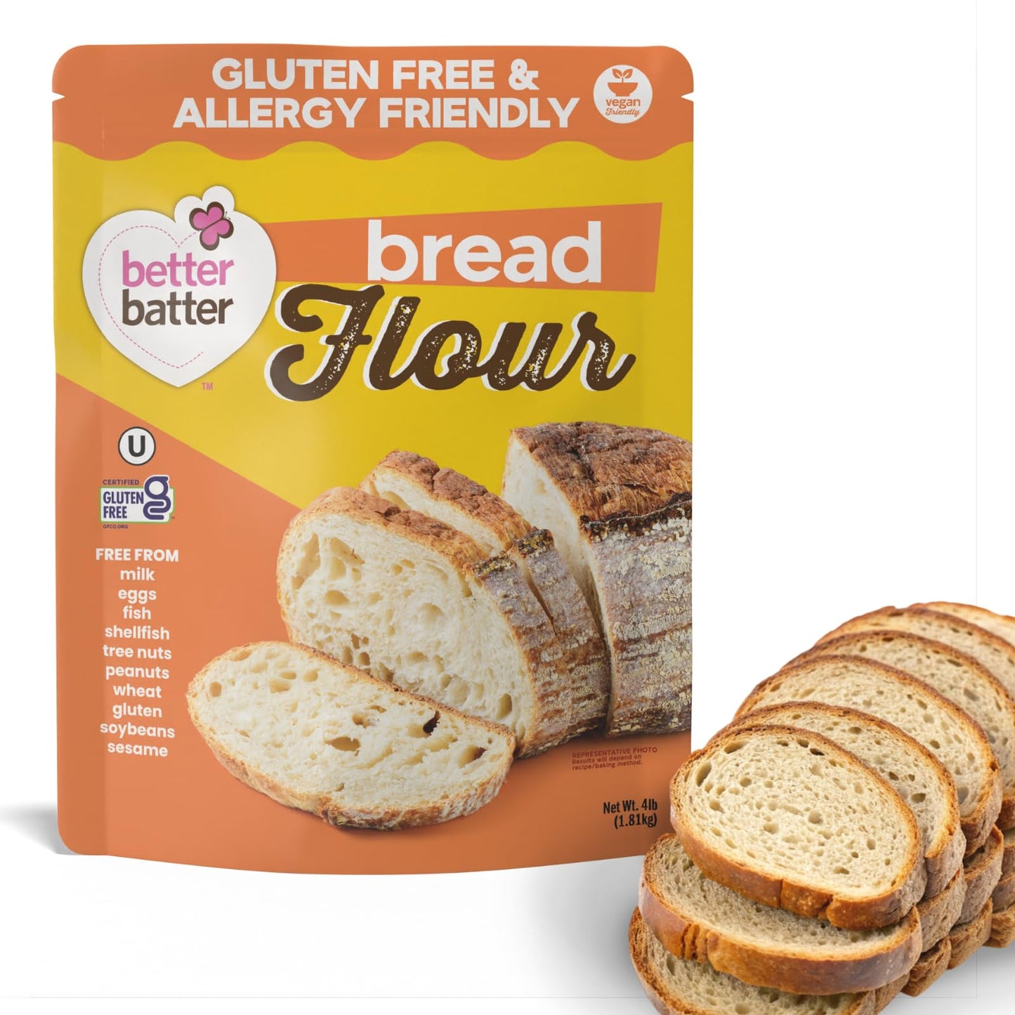 Better Batter Bread Flour | Certified Kosher & Gluten Free Flour for Baking Top 9 Allergen-Free Perfect for Yeast Bread Recipes & Pie Crusts! Knead