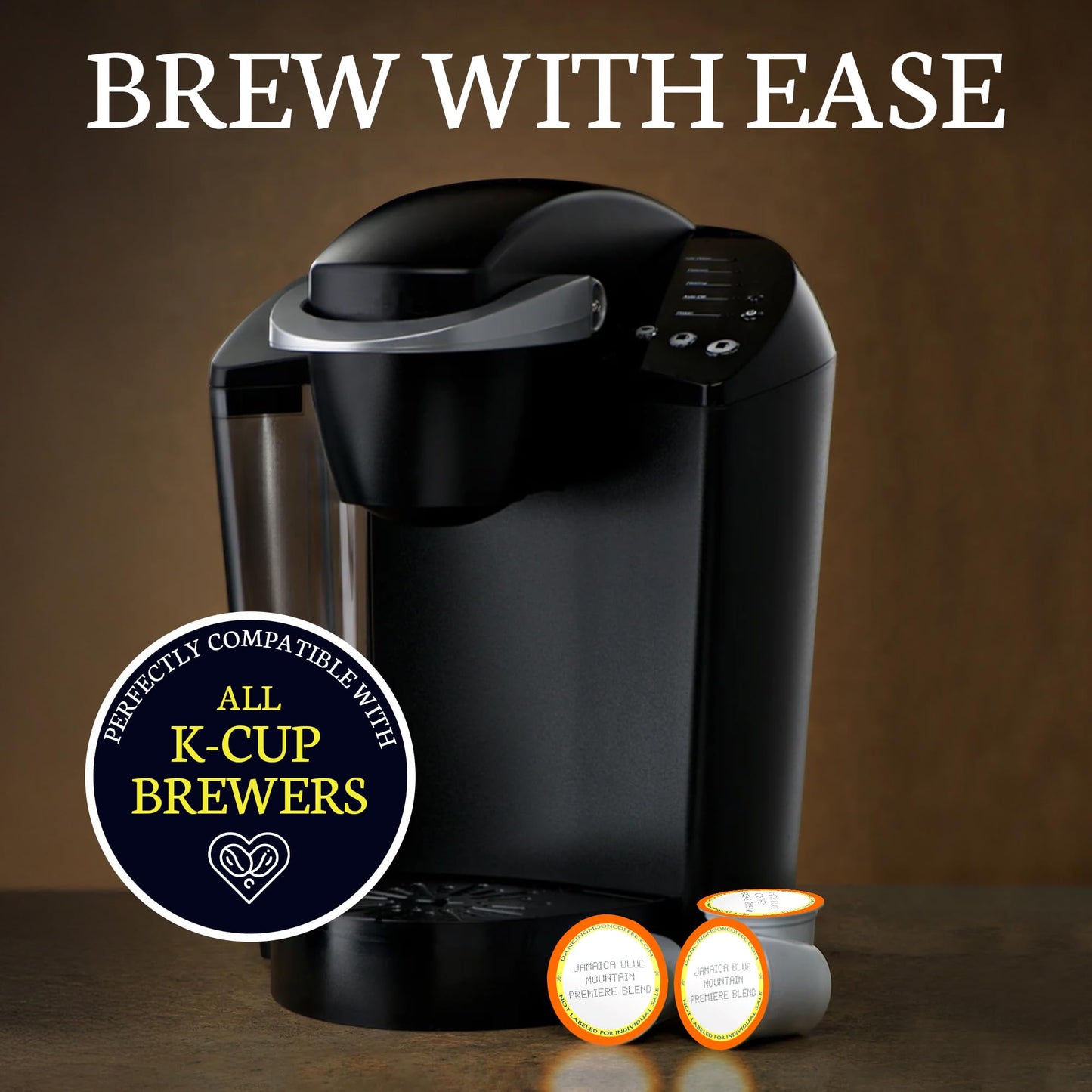 Dancing Moon Coffee Pods - Premiere Blend Jamaica Blue Mountain Coffee Beans, Medium Roast, Compatible with Keurig KCup Brewers, Small-Batch Crafted