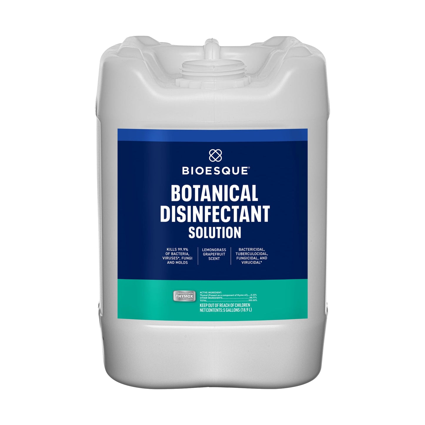 Bioesque Botanical Disinfectant Solution, Heavy Duty Broad-Spectrum Disinfectant, Kills 99.9% of Bacteria, Viruses*, Fungi, & Molds, 5 Gallon (Pack