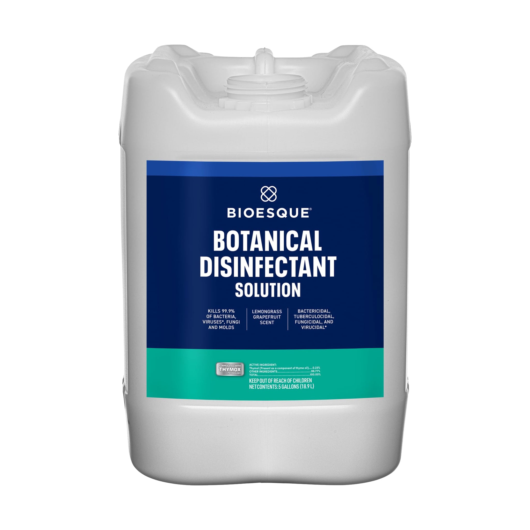Bioesque Botanical Disinfectant Solution, Heavy Duty Broad-Spectrum Disinfectant, Kills 99.9% of Bacteria, Viruses*, Fungi, & Molds, 5 Gallon (Pack