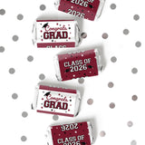 Maroon Class of 2026 Graduation Mini Candy Bar Wrappers, 42 Count