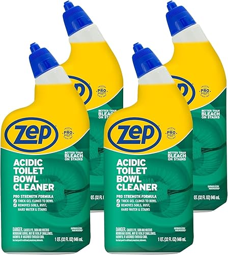 Zep Acidic Toilet Bowl Cleaner - 32 oz (Case of 4) - ZUATBC324 - Experience the Ultimate Cleaning Power with Our 2x Thicker Clinging Formula, Designed