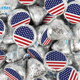 340ct Patriotic American Flag Stickered Hersheys Bulk Kisses (3.4lb)