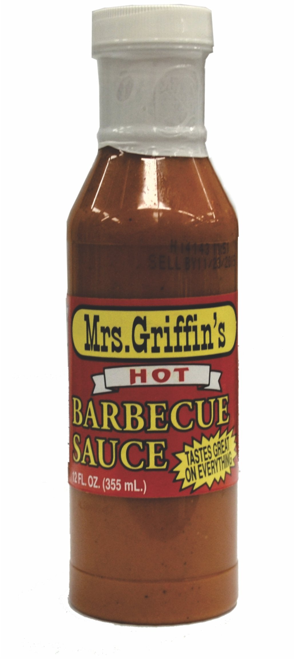 Mrs. Griffin's Barbecue Sauce, HOT, Southern Favorite since 1935, great for grilling, smoking, or baking, one, 12 ounce bottle