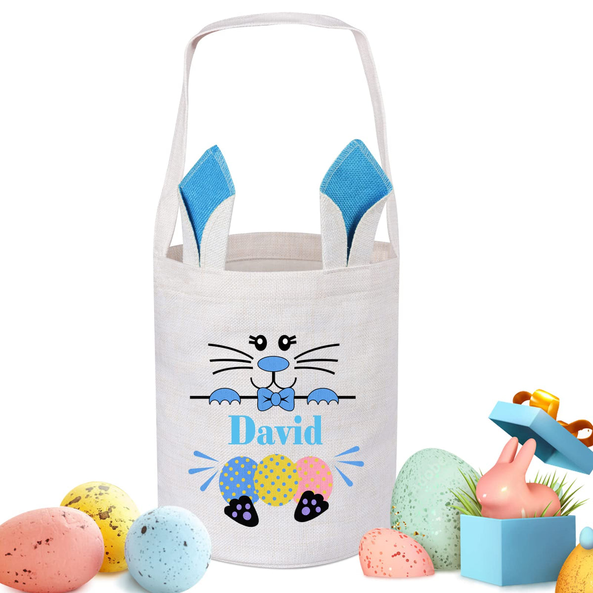 Personalized Easter Basket, Touber Easter Bunny Basket Bags Custom Easter Basket Easter Baskets for Kids Personalized Easter Gifts for Kids Easter Egg