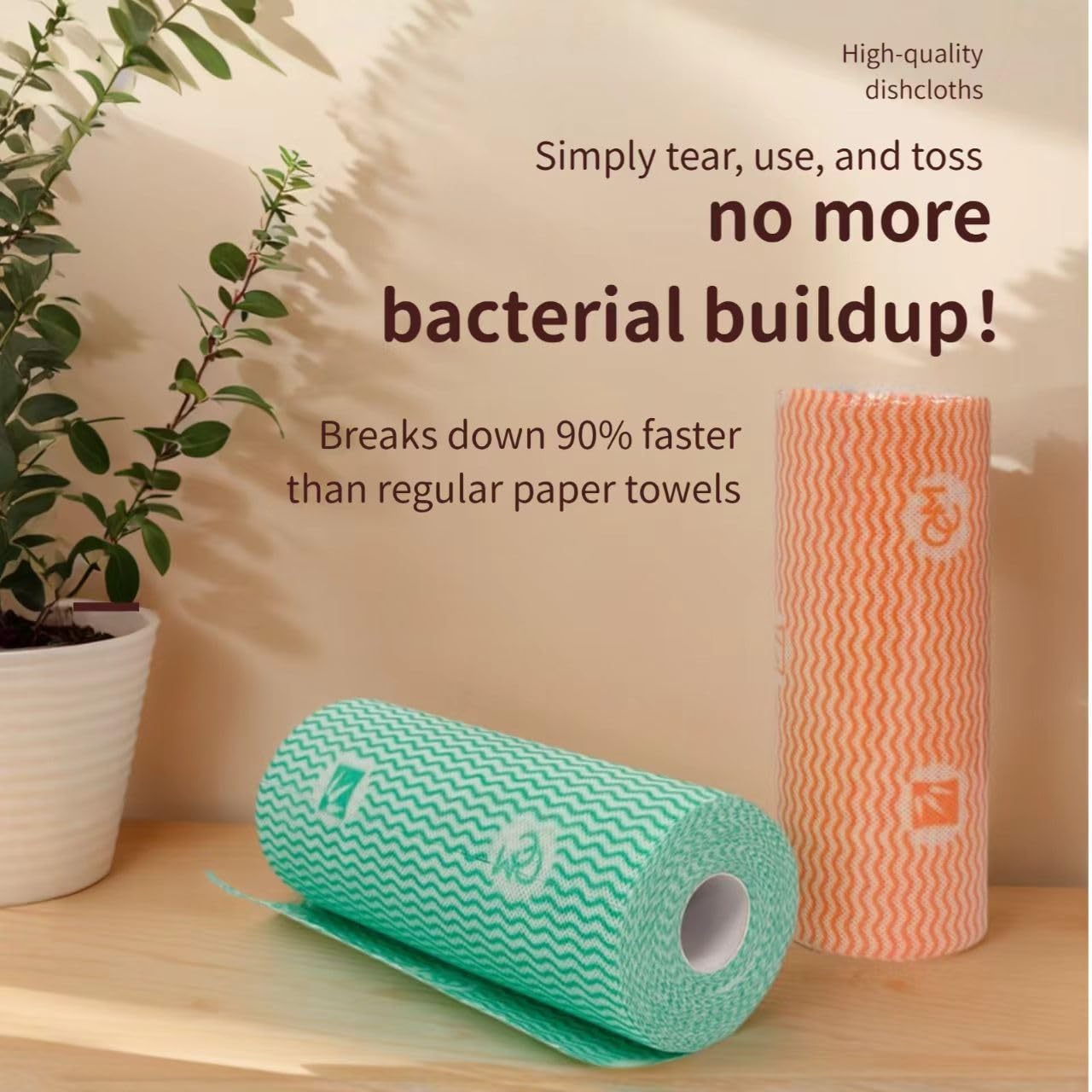 Lazy Cleaning Cloths, Disposable Microfiber Cloths, Reusable Dish Rags, Dry/Wet Use for Dishware, Countertops, Stove, Camping, RVs, Tearable Roll