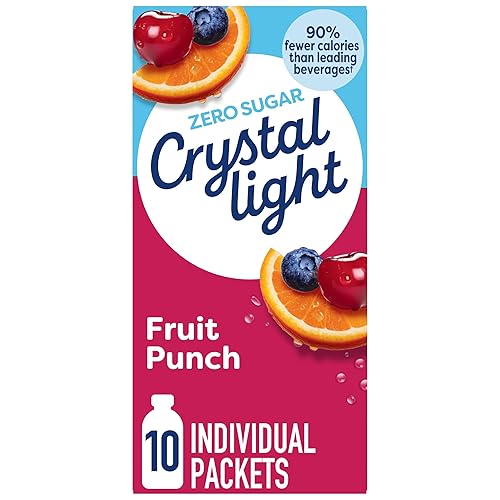 Crystal Light Drink Mix, 10 Packets, for Convenient On-the-Go Flavorful Hydration, Fruit Punch, artificial flavored, Zero Sugar, 0.9 oz