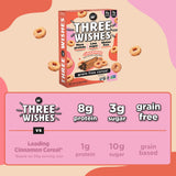 Three Wishes Grain-Free Protein Breakfast Cereal, 8g Protein and 3g Fiber - Healthy, Low-Sugar Breakfast Cereal, Gluten Free, Vegan-Friendly, Non-GMO