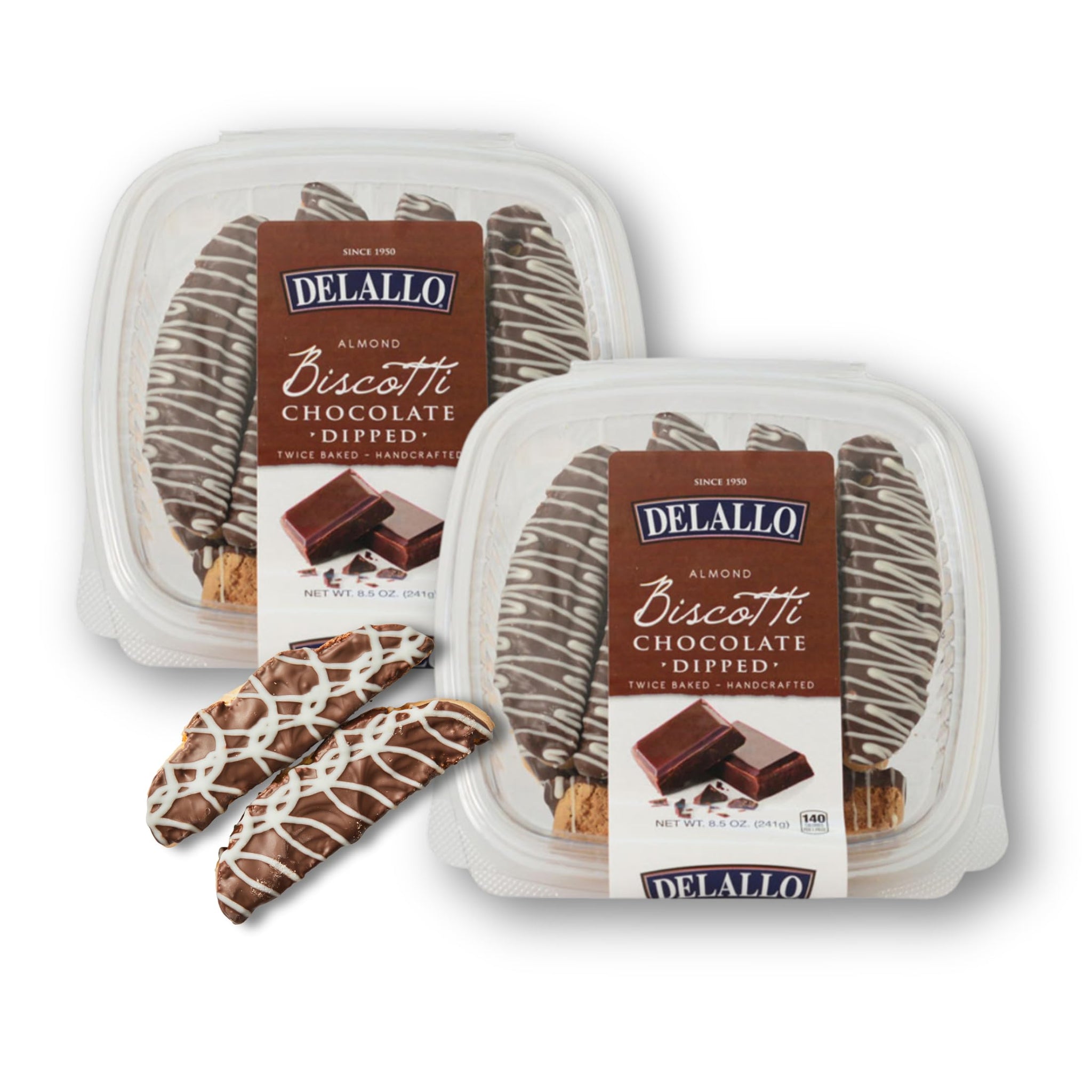 DeLallo Chocolate Dipped Biscotti Cookies, Twice-Baked Authentic Italian Recipe, All Natural Tuscany Biscuits Dipped in Velvety Dark Chocolate