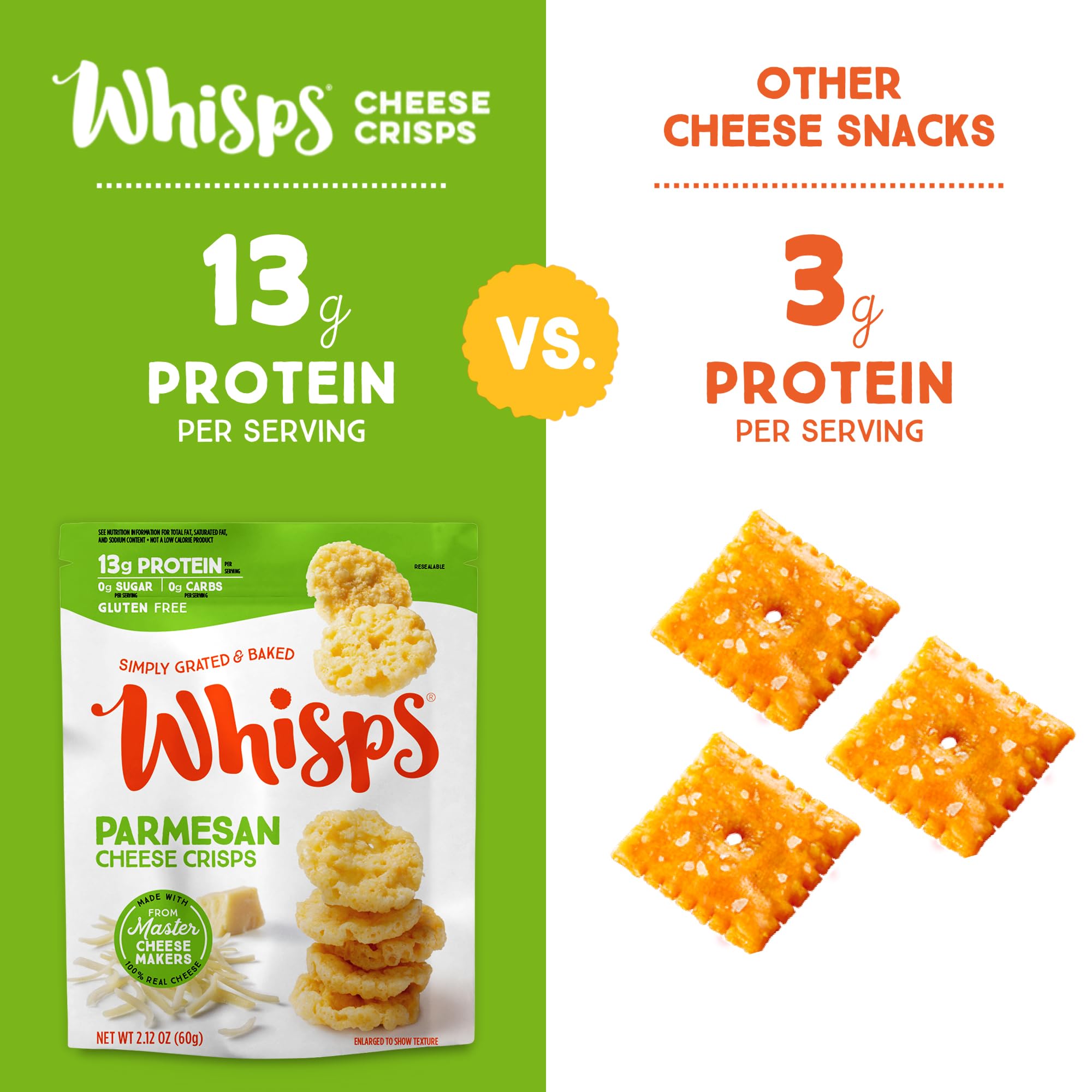 Whisps Cheese Crisps Variety Pack | Protein Chips | Healthy Snacks | Protein Snacks, Gluten Free, High Protein, Low Carb Keto Food | Parmesan