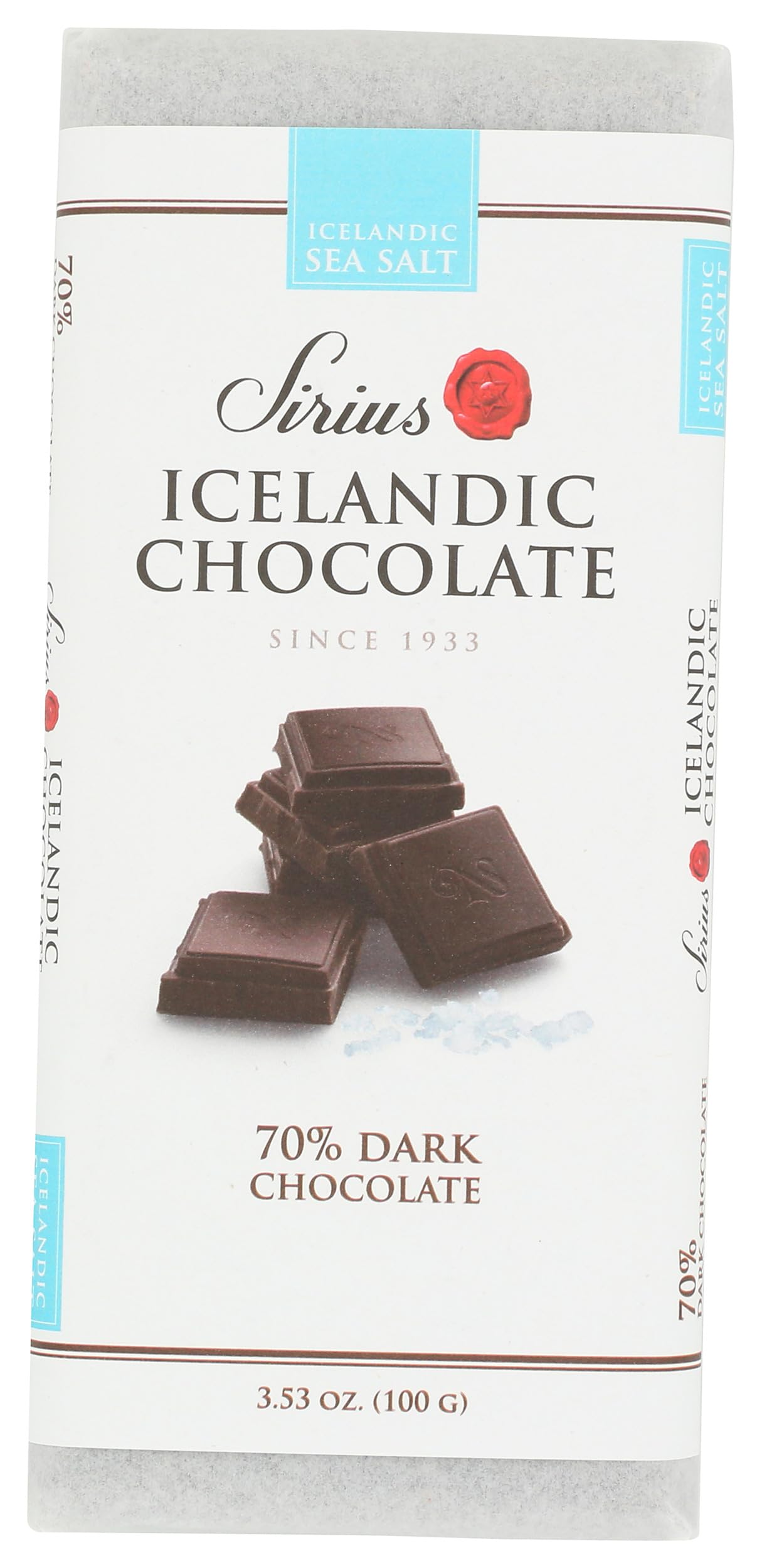 NOI SIRIUS, Sea Salt 70% Dark Chocolate Bar, 3.53 Ounce