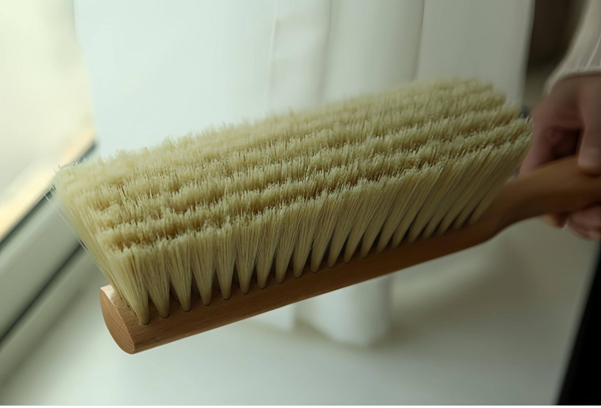 OAKART Counter Brush Oiled Beech Wood Handle Soft Bristle 14 Inch Long (Yellow)
