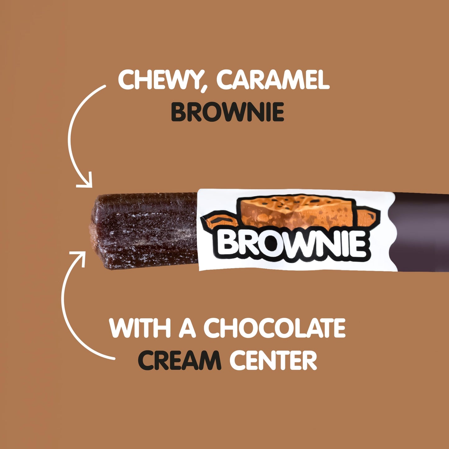Goetze's Candy Caramel Brownie Cow Tales - 2.25 Pound Canister (36 Ounces) - Fresh from the Factory
