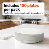 Amazon Basics 9" Uncoated White Paper Plates, Microwave Safe, 100 Count