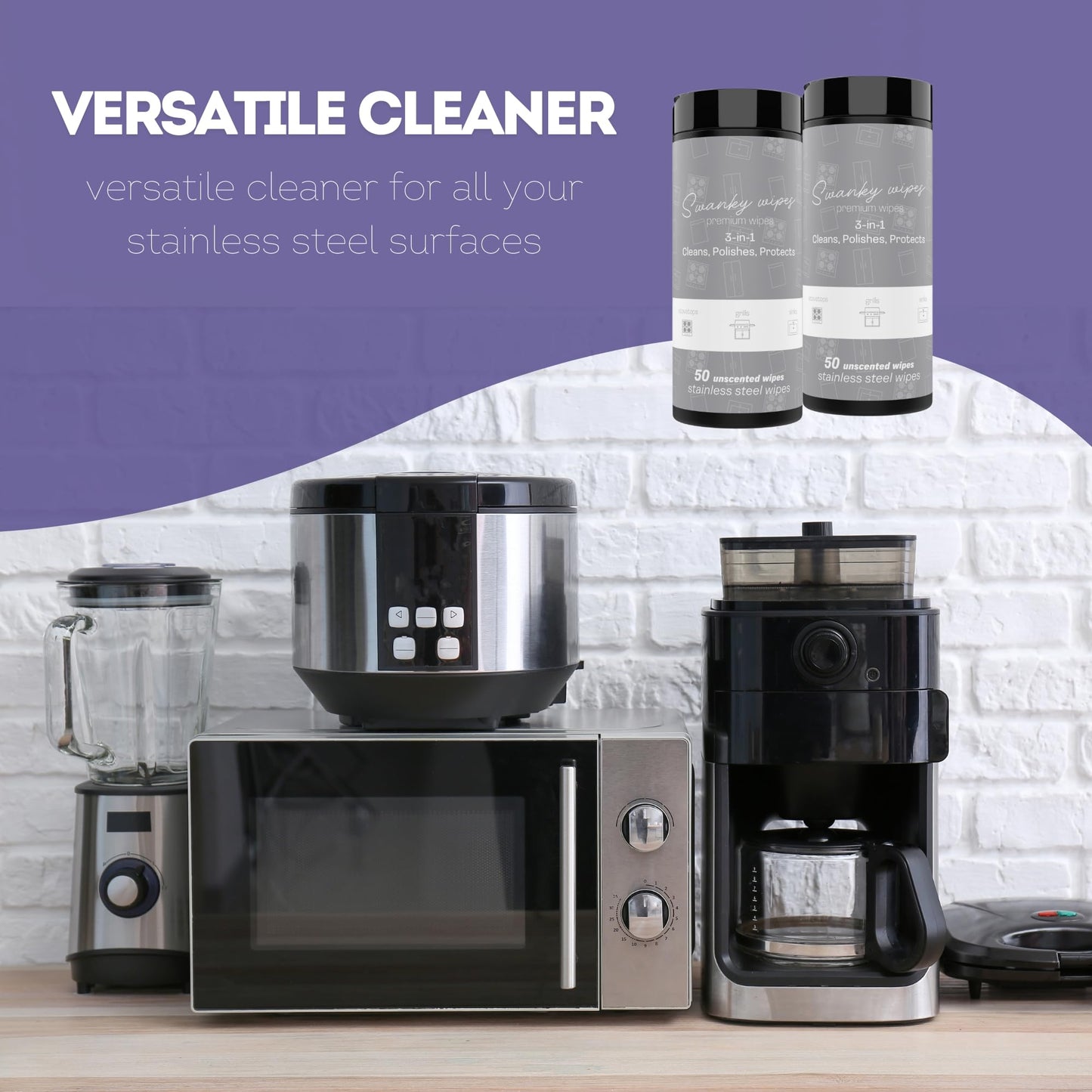Swanky Stainless Steel Cleaner Wipes - Grime & Grease Remover Kitchen Cleaning Supplies - Clean & Shine, For Stove Top, Refrigerator, Sink, Oven