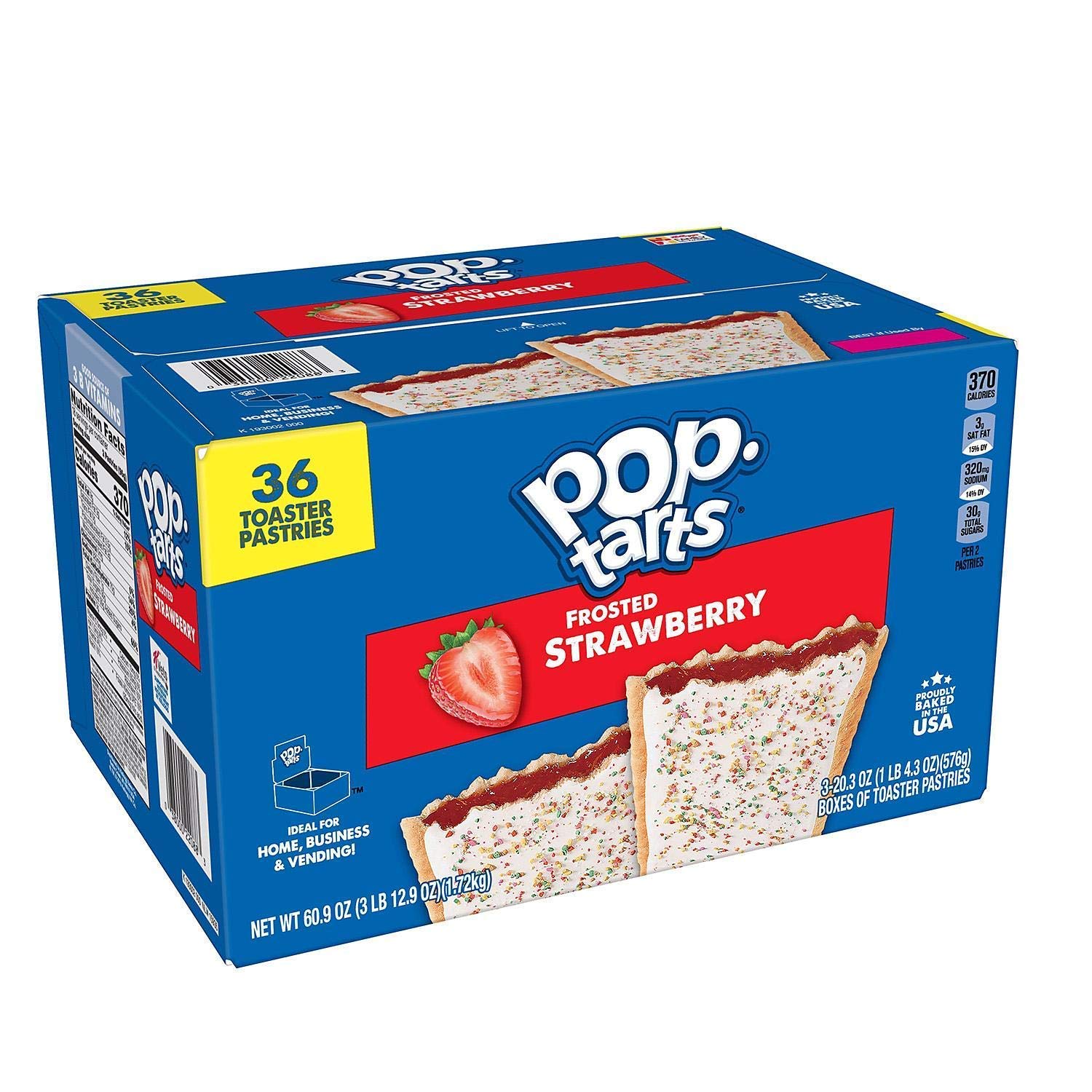Pop-Tart 3 set of 36Count Pop Tart Kellogg's, Frosted Strawberry