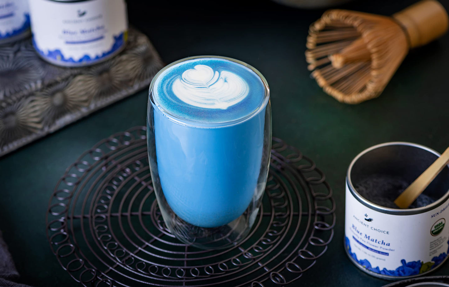 Ancient Choice - Blue Matcha (50 grams) | Butterfly Pea Flower Powder Tea | Medium Grind | Sun-dried in Thailand | Non-GMO | No Plastic | Non-Plastic