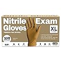 SUP Powder-Free Nitrile Gloves, 100 Count Food Safe Latex-Free Disposable Gloves for Medical Cooking Cleaning Food Prep, Tan (X-Large)