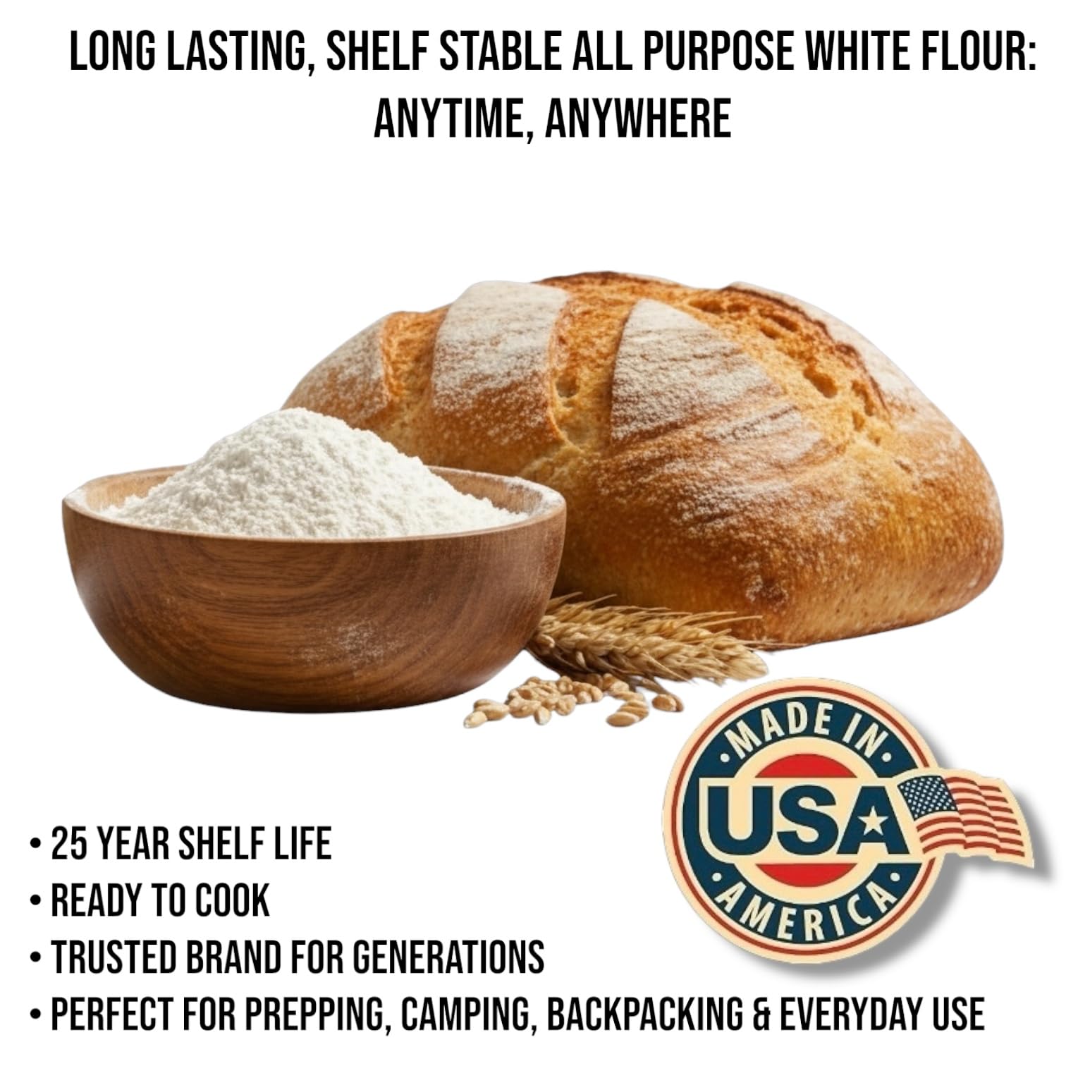 Future Essentials All Purpose Flour - Shelf-Stable, Long-Term Storage Baking Flour for Emergency Preparedness & Everyday Cooking - Made in the USA, 1
