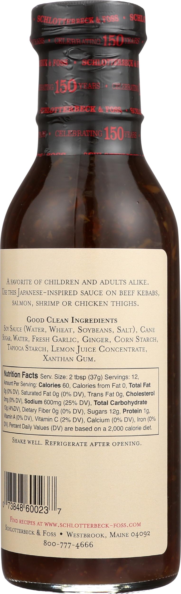 SCHLOTTERBECK & FOSS Garlic Teriyaki Sauce, 12 FZ