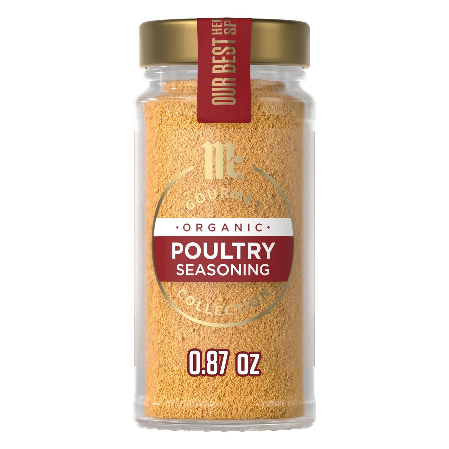 McCormick Gourmet Collection Poultry Seasoning, Organic, Non GMO, Kosher, Our Best Herbs & Spices, Blend of Thyme, Sage & Other Spices, Elevates Roast