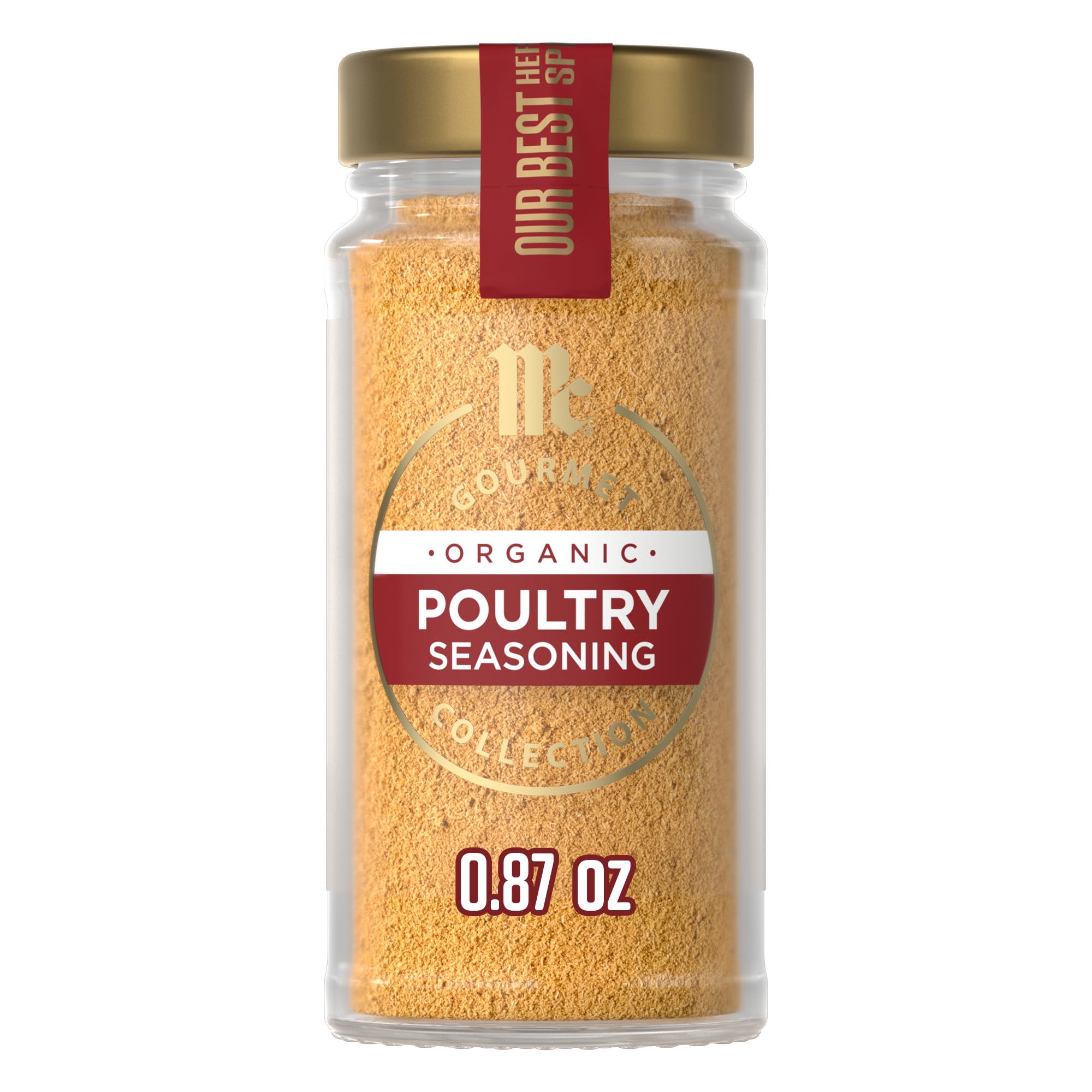 McCormick Gourmet Collection Poultry Seasoning, Organic, Non GMO, Kosher, Our Best Herbs & Spices, Blend of Thyme, Sage & Other Spices, Elevates Roast
