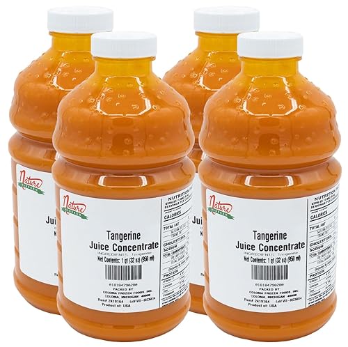 Nature Blessed 100% Pure Tangerine Fruit Juice Concentrate - 4 Quarts (4/32 fl oz bottles), Great for Home Vintners, Home Brewers, Cider, Spirits