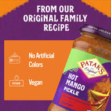 Patak’s Hot Mango Pickle - Authentic Indian Relish w/Mango Chunks, Mustard Seeds & Aromatic Spices - Perfect for Sandwiches, Salads & Cold Meats