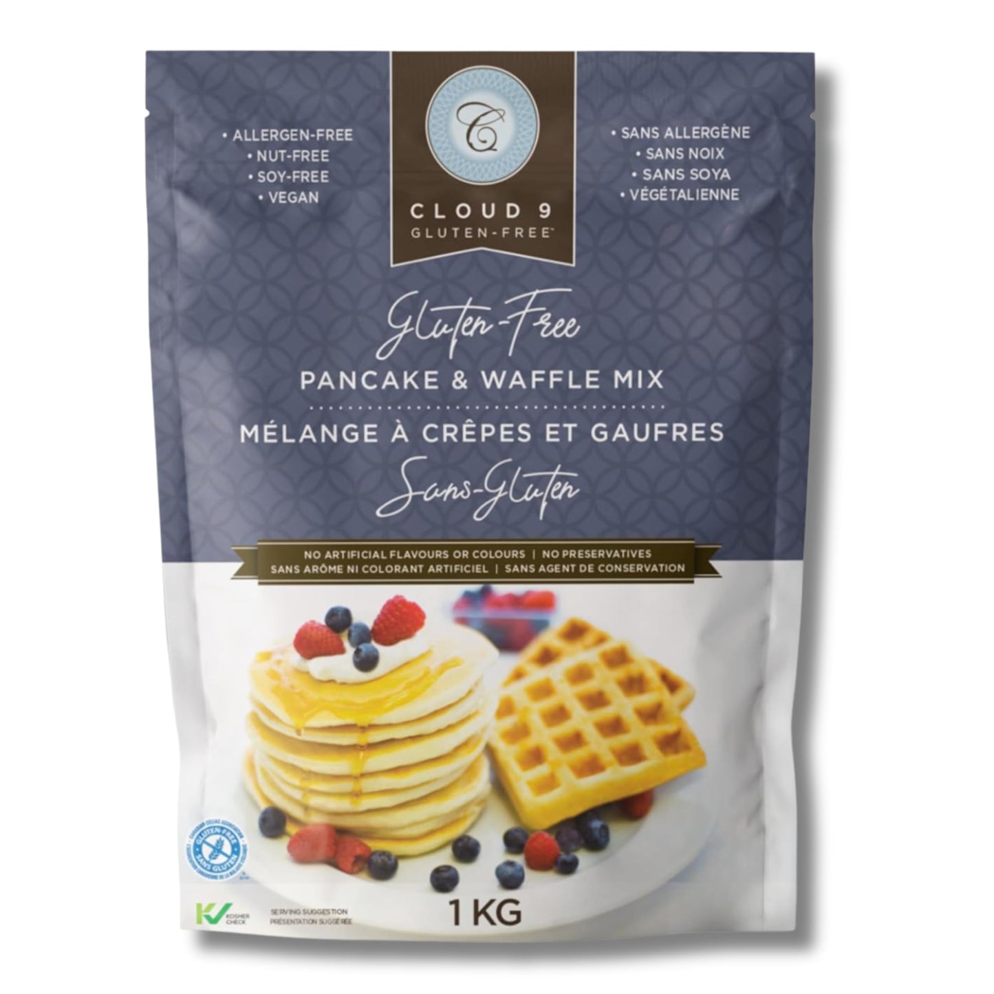 Cloud 9 Gluten Free Pancake Mix, Waffle Mix, Light & Fluffy, Easy-to-Make Pancakes and Waffles, Versatile Gluten Free Baking (1 KG), Vegan & Kosher