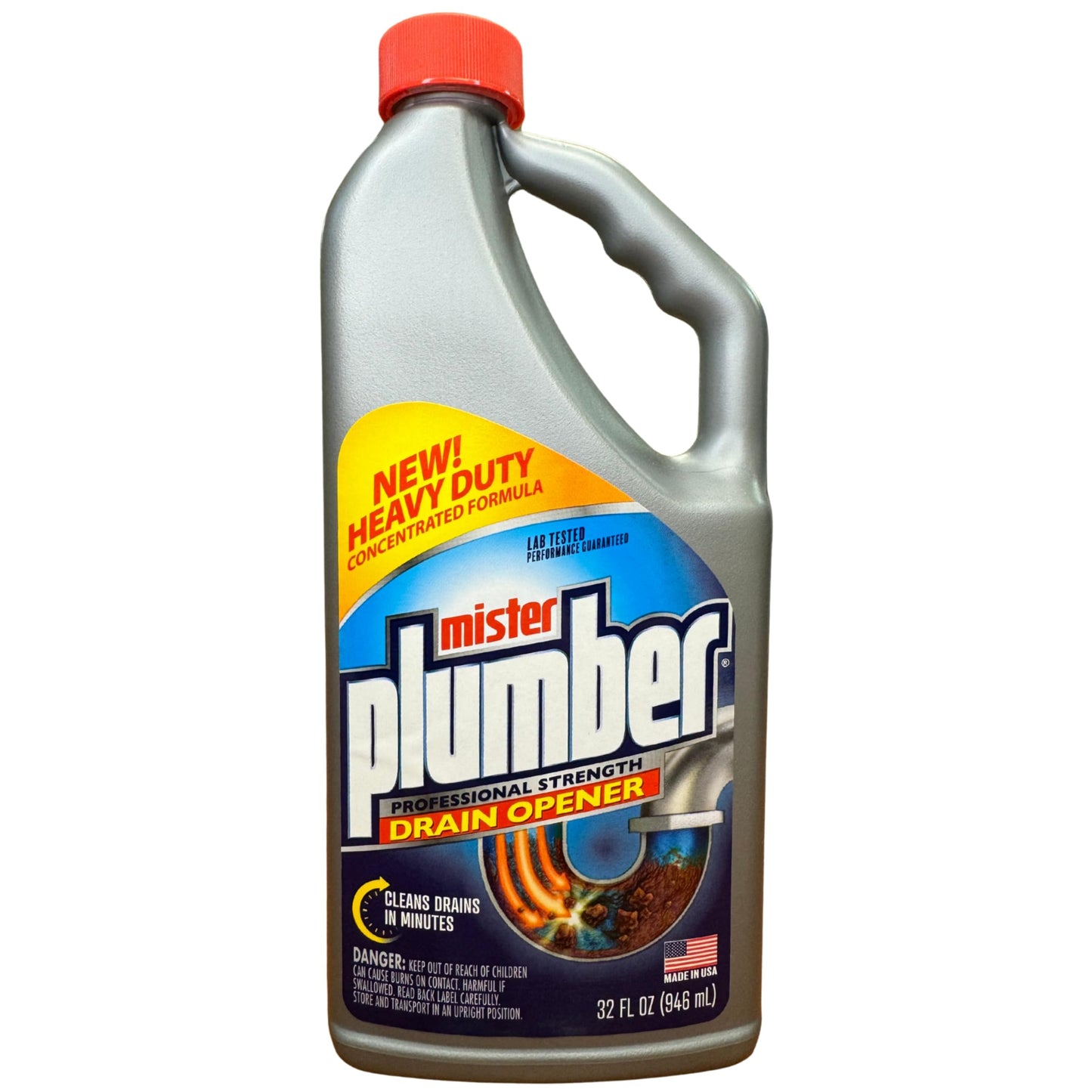 Mister Plumber Professional Formula Drain Opener, 32 Fl Oz "No-Glug" Easy-Pour Bottle, 3-Pack