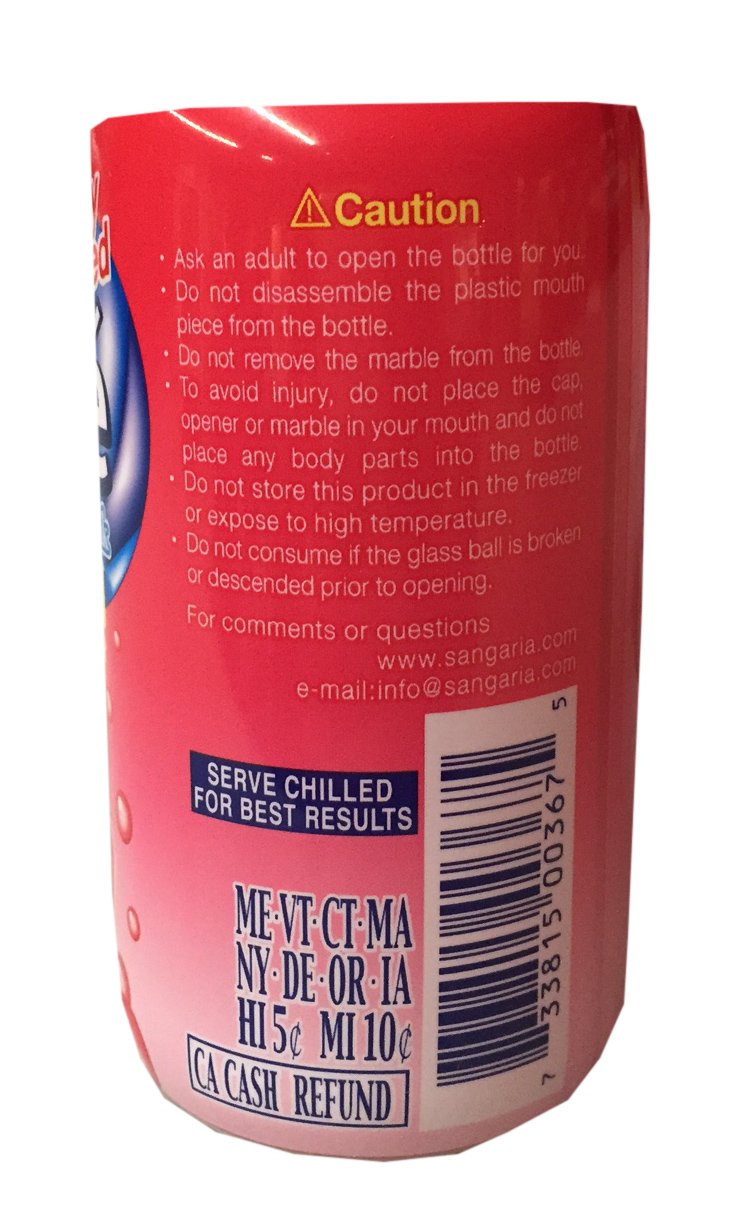Sangaria Ramune Premium Carbonated Soft Drink 6.76 fl oz per Bottle (Strawberry, 6 Bottle)