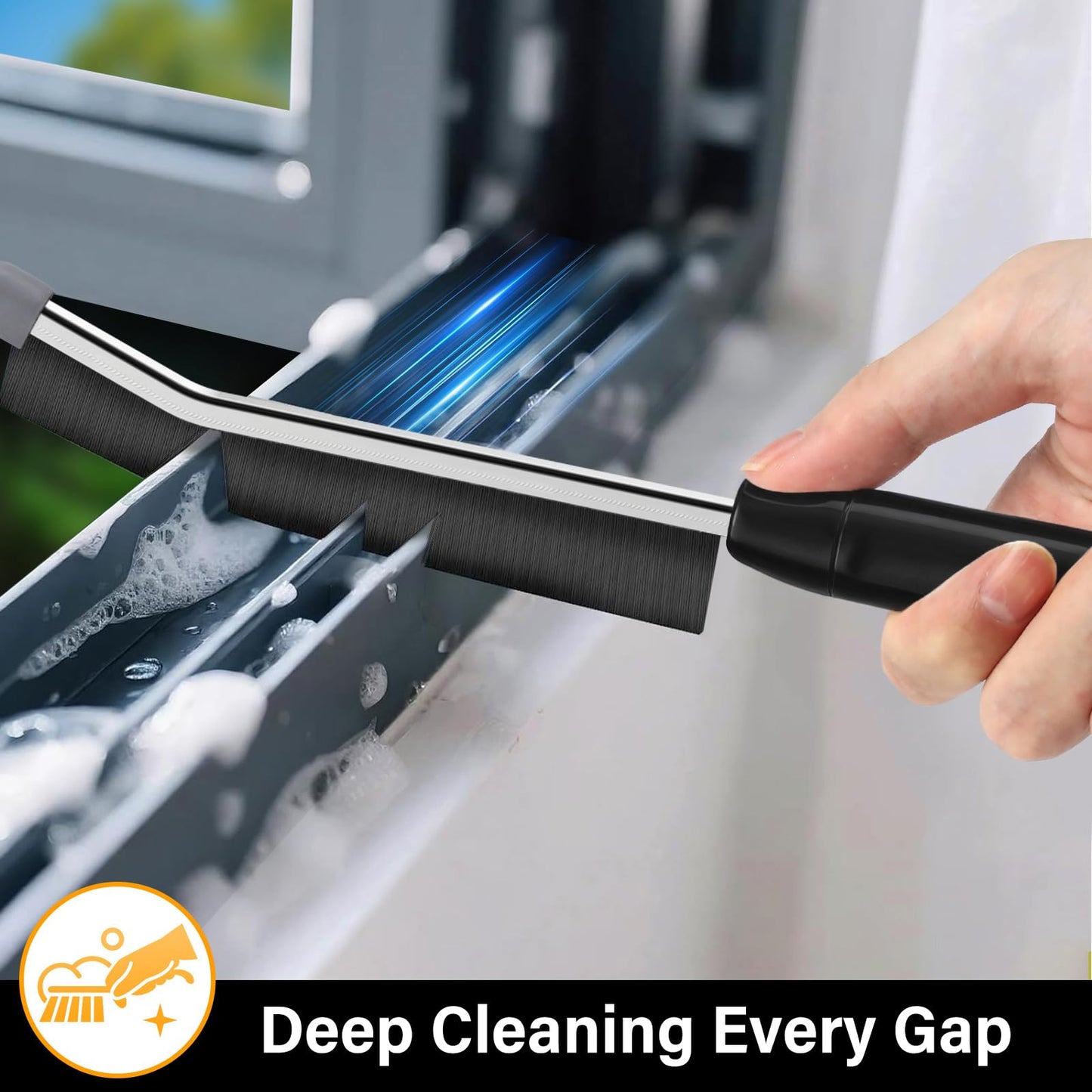 Masgarlan Crevice Cleaning Brush 3 Pack, Stainless Steel Bristle Support Rod, Rust-Resistant & Durable, Rounded Protective Head, Stiff Bristles