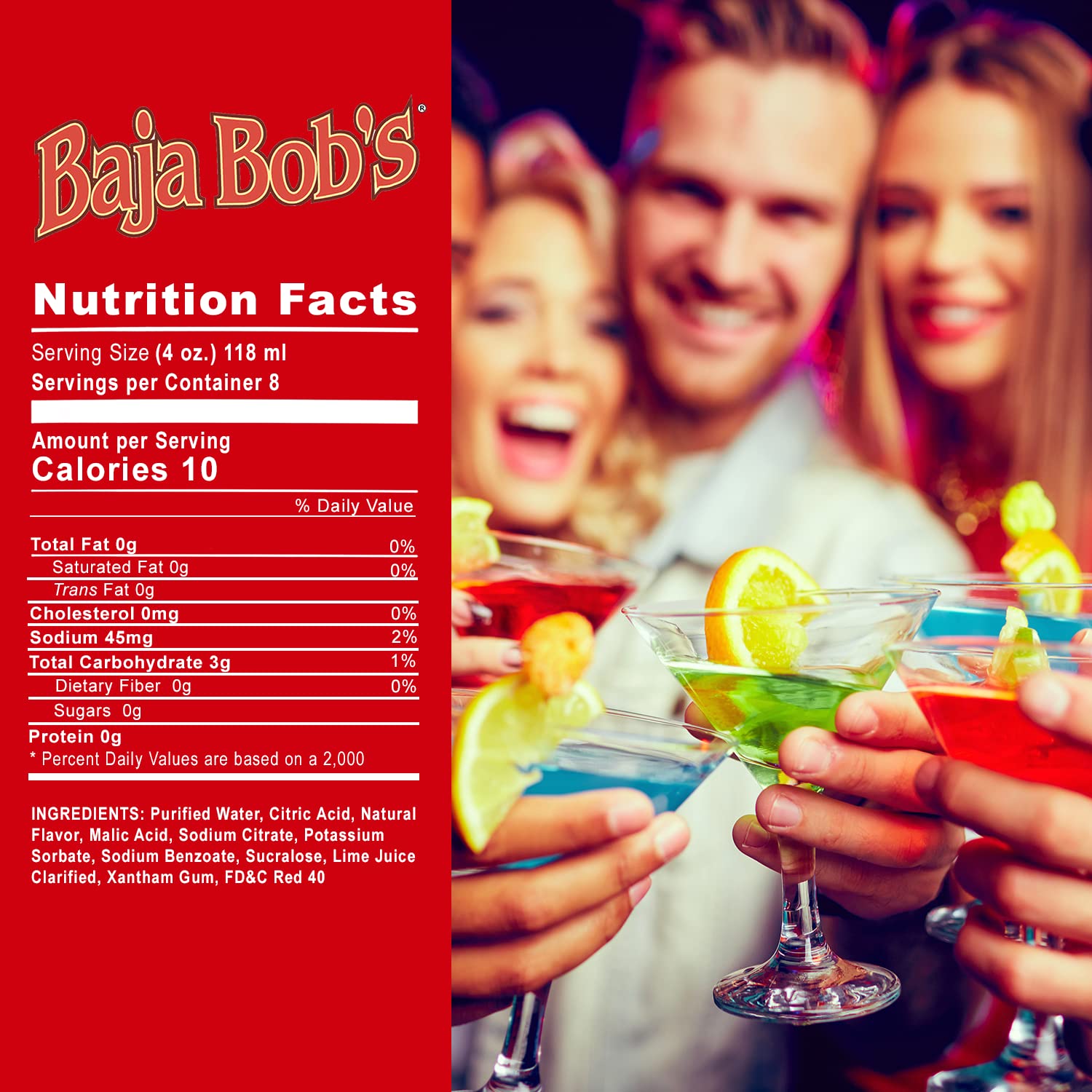 Baja Bob's Wild Strawberry Daiquiri and Margarita Mix 32oz Bottle - Sugar Free Cocktail Mixer - Keto Friendly - Low Calorie - Low Carb - Non-Alcoholic