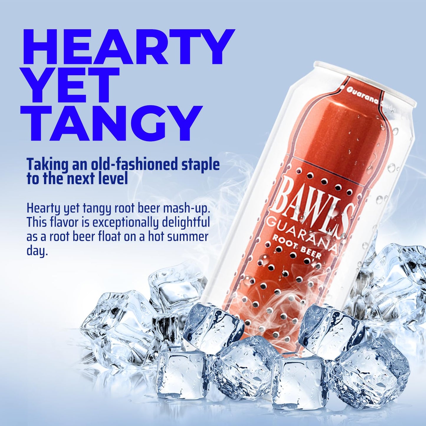 BAWLS Guarana Root Beer - Guarana Fueled Soda for Energy, High Caffeinated Drink, 16oz 24 Pack Cans