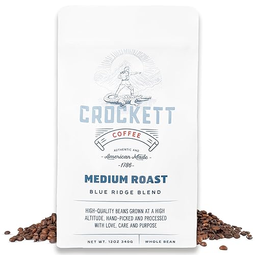 Crockett Whole Bean Coffee - Medium Roast Whole Coffee Beans with Smooth Flavor, Bold Aroma & Clean Finish - Perfect for Focused Energy, All-Day Drive