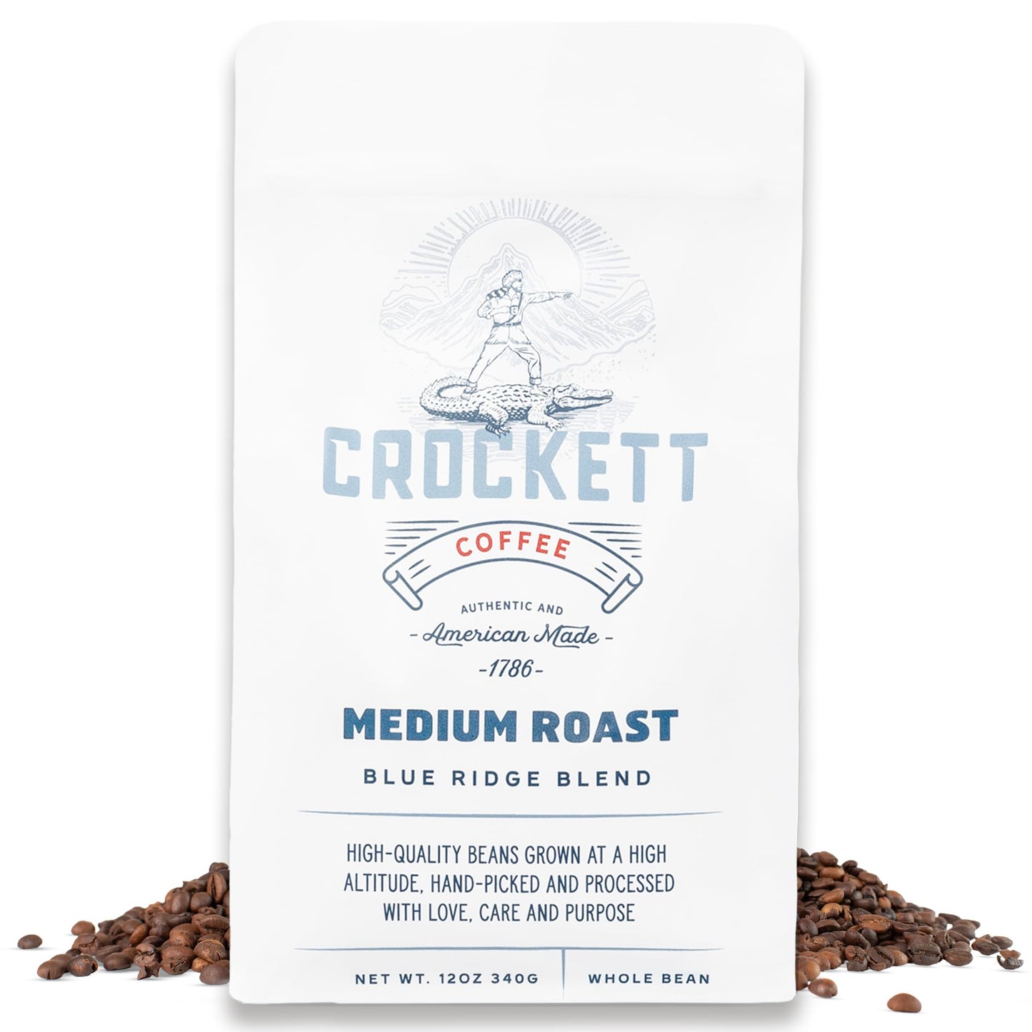 Crockett Whole Bean Coffee - Medium Roast Whole Coffee Beans with Smooth Flavor, Bold Aroma & Clean Finish - Perfect for Focused Energy, All-Day Drive