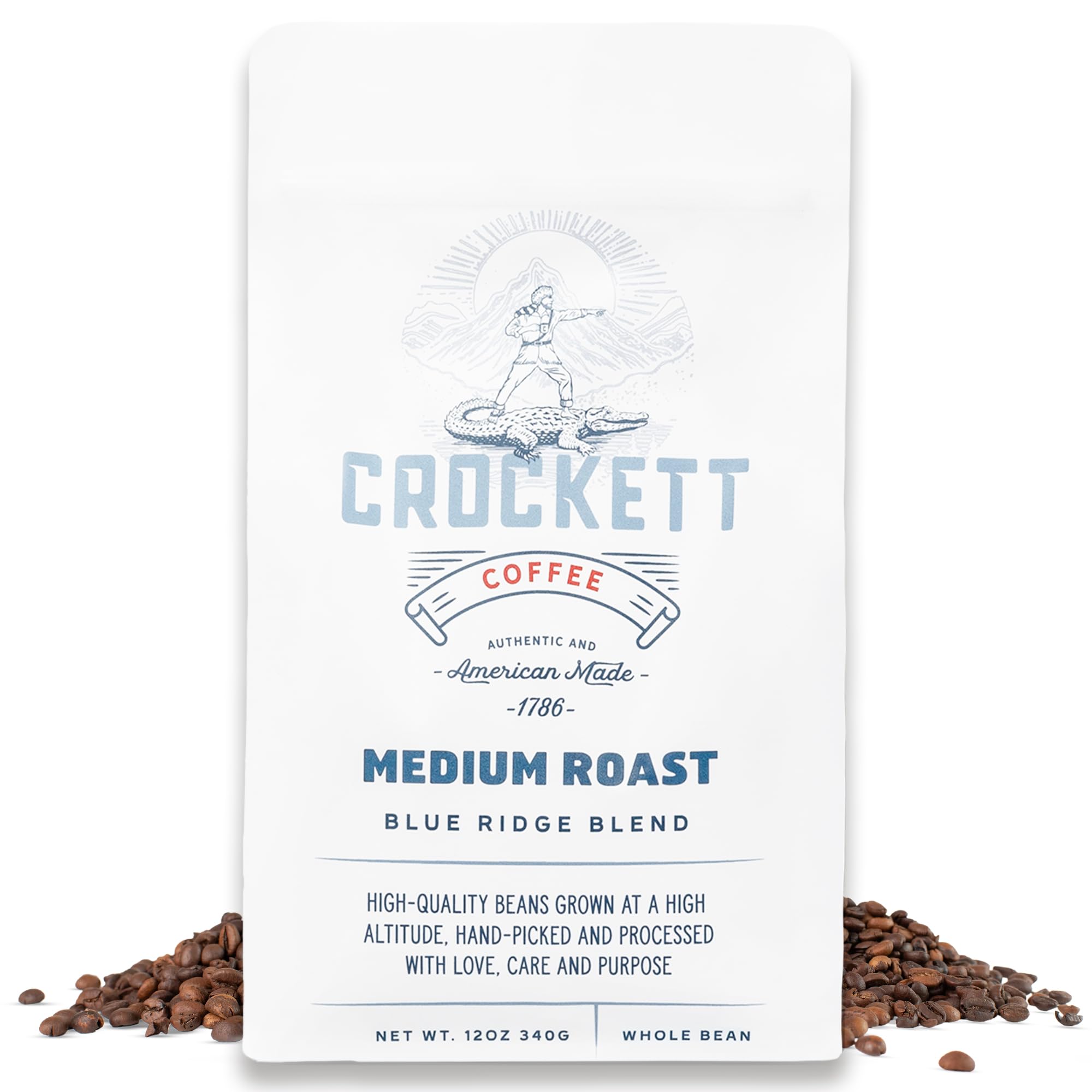 Crockett Whole Bean Coffee - Medium Roast Whole Coffee Beans with Smooth Flavor, Bold Aroma & Clean Finish - Perfect for Focused Energy, All-Day Drive