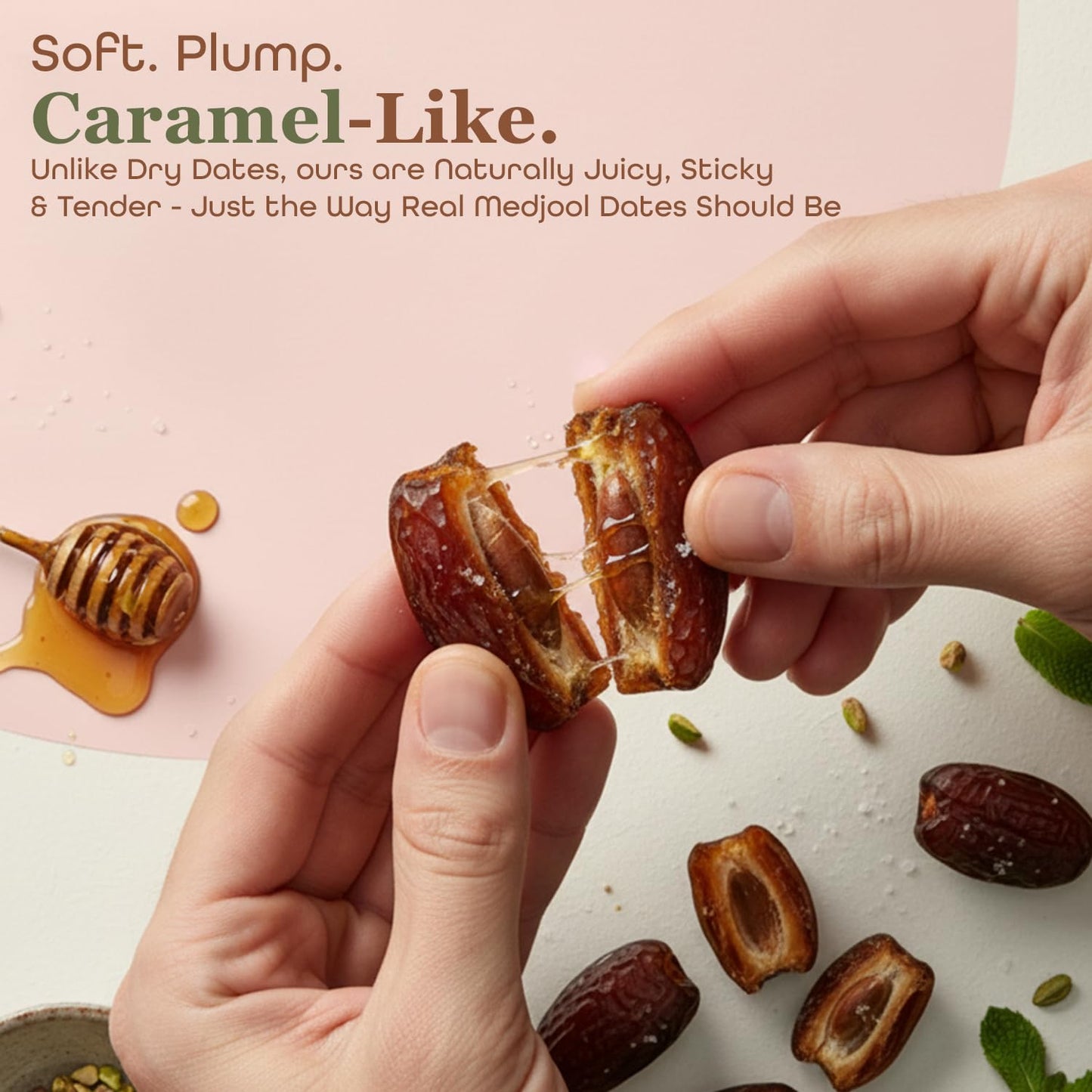 Sahara Gold Non Pitted Medjool Dates - Whole, Sticky, Gluten-Free Natural Sweet Fresh Dates Medjool - Soft Chewy, High Fiber Fruit - Perfect