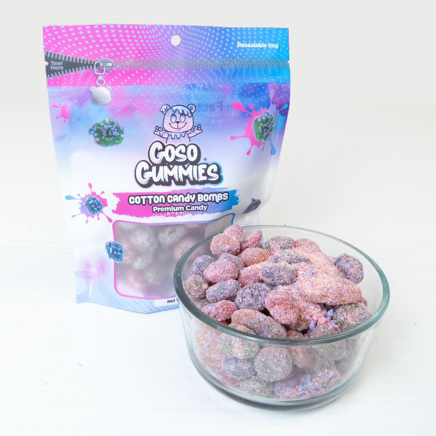 Goso Gummies Cotton Candy Gusher Bombs - 6oz Bag - Sweet Cotton Candy Juice-Filled Candy - Viral Premium Candy