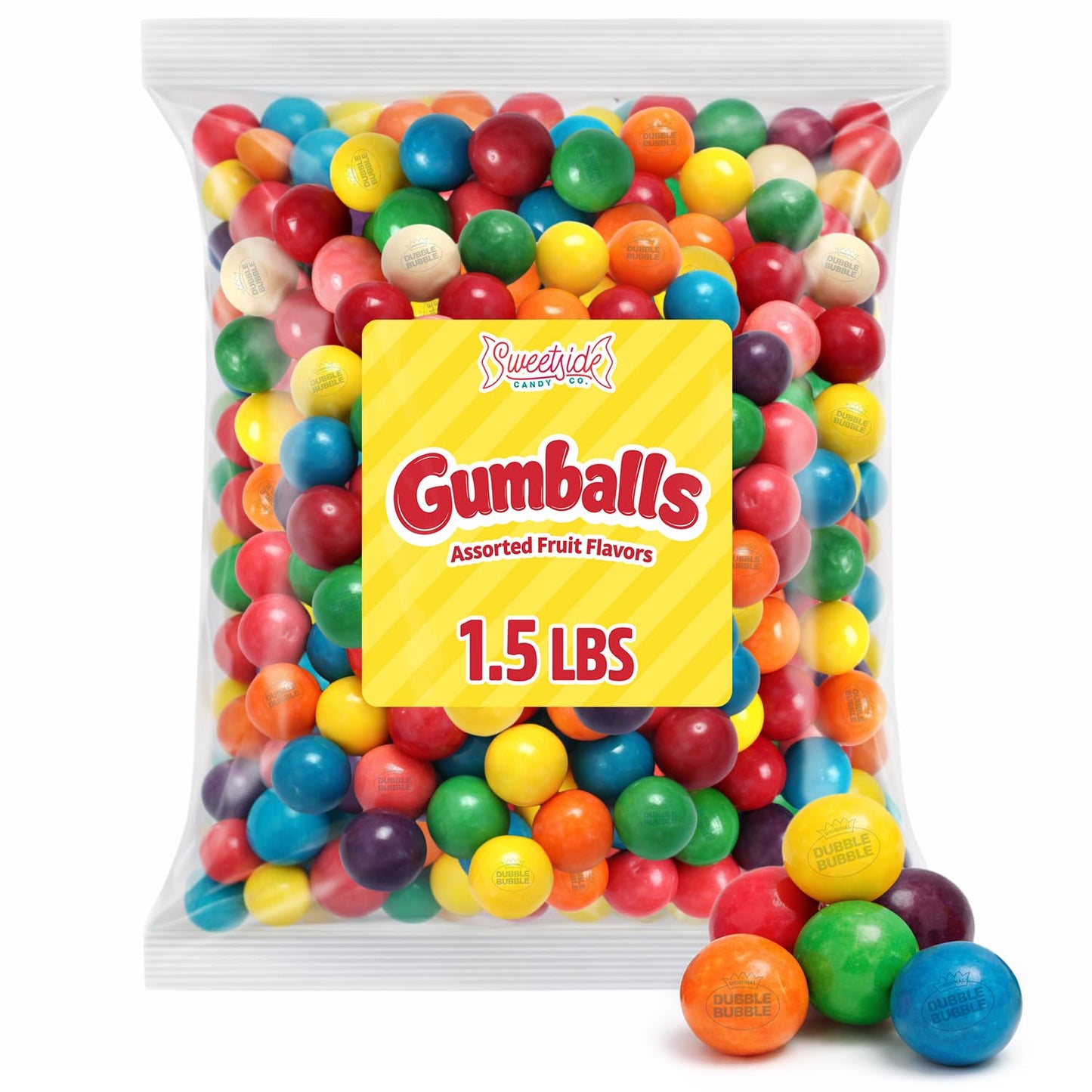 Bulk 1 inch Gumball Machine Refills - 1.5 lb Assorted Fruit Bubble Gum Balls - For Gumball Machines, Parties, and Candy Buffets - Original Flavor