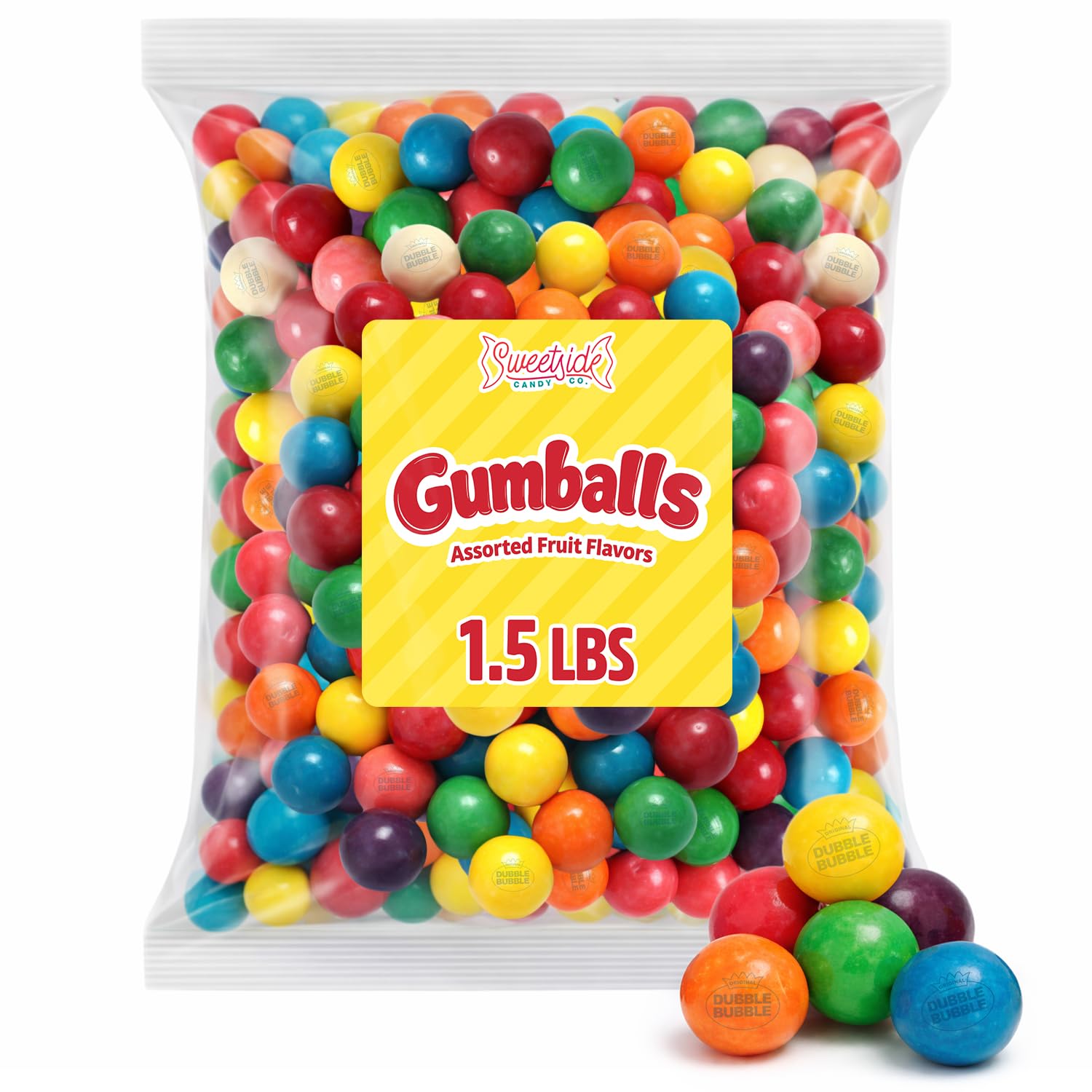 Bulk 1 inch Gumball Machine Refills - 1.5 lb Assorted Fruit Bubble Gum Balls - For Gumball Machines, Parties, and Candy Buffets - Original Flavor